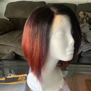 Short Wig with Red ombré